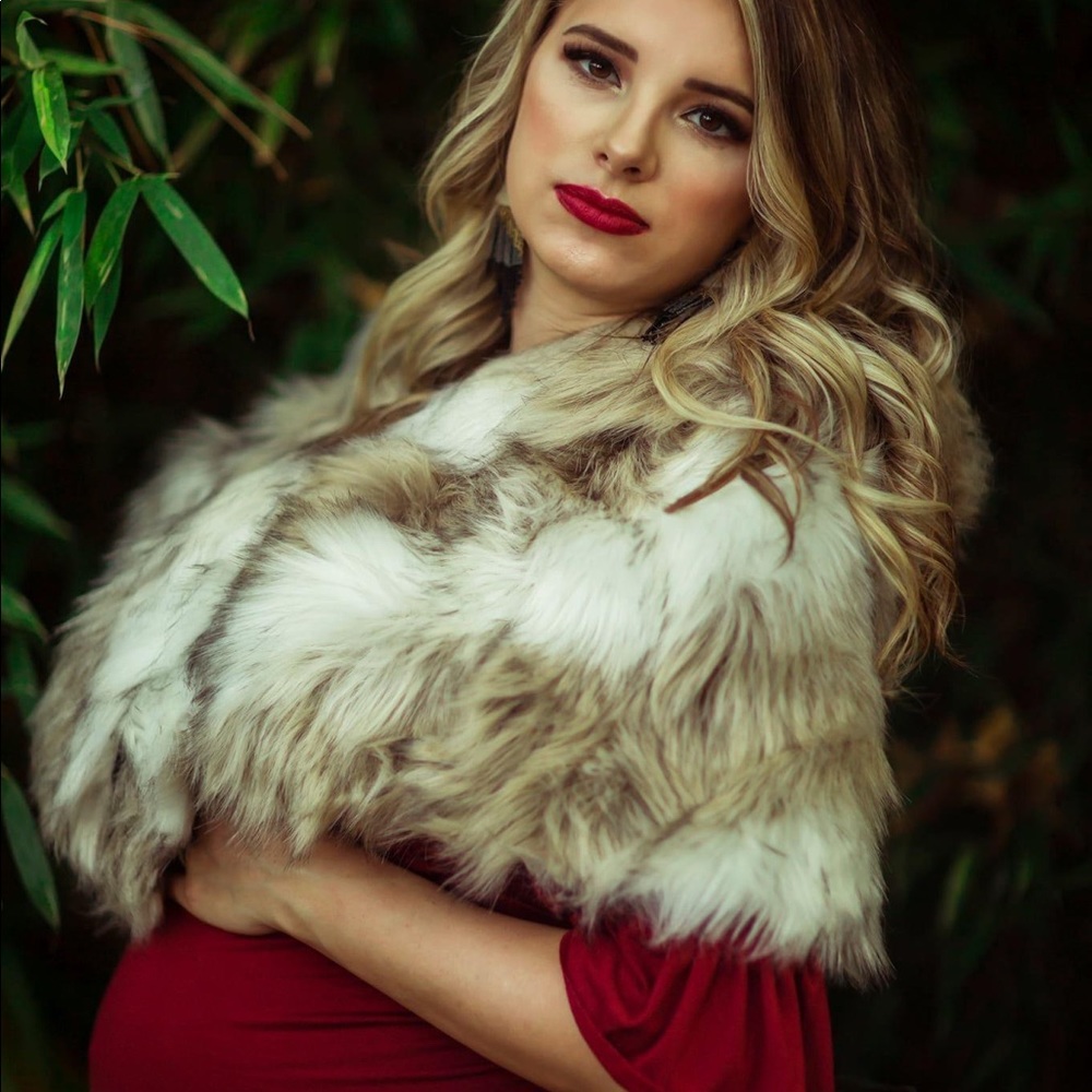 Faux fur shawl wrap